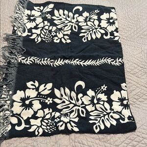 Floral Black and White Scarf
